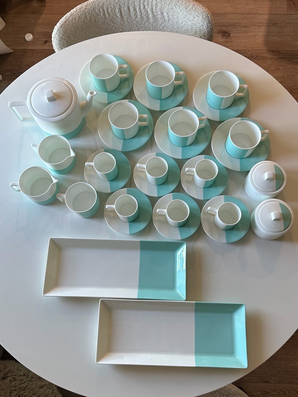 Tiffany & Co. Mint Green and White Ceramic Mug & Tea Set 32 pcs - Picture 2 of 6